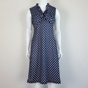 Vintage 60's Navy Polkadot Dress